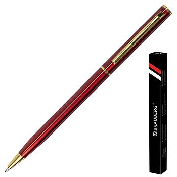 Ручка подарочная шариковая BRAUBERG "Slim Burgundy", корпус бордо, узел 1 мм, линия письма 0,7 мм, синяя,