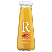 Сок RICH (Рич) 0,2 л, апельсин, подходит для детского питания, стеклянная бутылка, 1658101