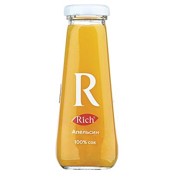 Сок RICH (Рич) 0,2 л, апельсин, подходит для детского питания, стеклянная бутылка, 1658101
