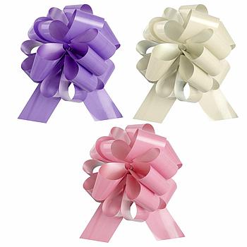 Бант-шар d = 15 см для подарка, НАБОР 3 шт., глянец, цвета розовый, фиолетовый, бежевый, ЗОЛОТАЯ СКАЗКА,