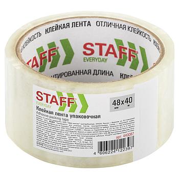 Клейкая лента упаковочная 48 мм x 40 м, прозрачная, толщина 40 микрон, STAFF, 440087