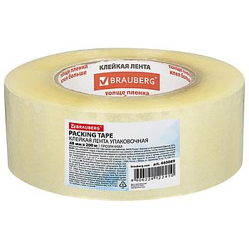 Клейкая лента упаковочная 48 мм х 200 м, прозрачная, толщина 45 микрон, BRAUBERG, 440089