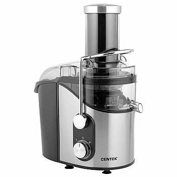 Соковыжималка CENTEK CT-1212, 1200 Вт, стакан 1,1 л, емкость для жмыха 1,7 л, металл, сталь/черный