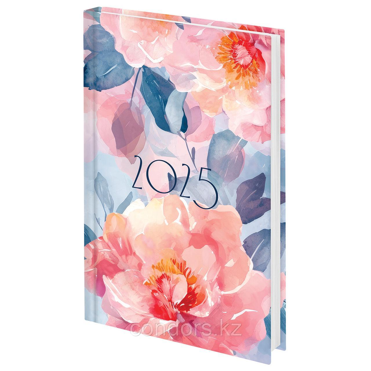 Ежедневник датированный 2025 145х215 мм, А5, STAFF, ламинированная обложка, "Flowers", 116032, фото 1