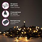 Электрогирлянда-нить комнатная "Стандарт" 5 м, 50 LED, теплый белый свет, 220 V, контроллер, ЗОЛОТАЯ СКАЗКА,, фото 8