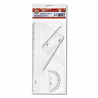 Набор чертежный средний KOH-I-NOOR (линейка 30 см, 2 треугольника, транспортир), прозрачный, европодвес,