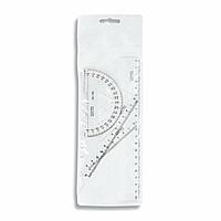 Набор чертежный малый KOH-I-NOOR (линейка 20 см, 2 треугольника, транспортир), прозрачный, европодвес, 750950,