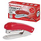 Степлер №10 BRAUBERG "Original", до 12 листов, с антистеплером, красный, 222532, фото 3