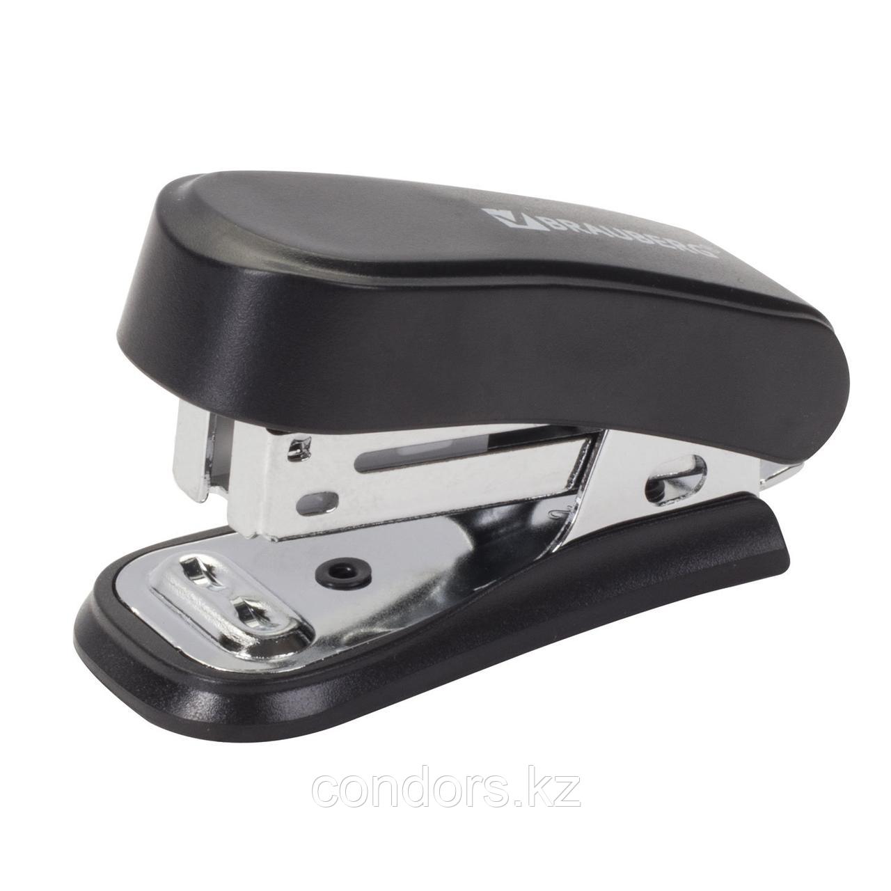 Степлер №24/6, 26/6 МИНИ BRAUBERG "Standard", до 25 листов, с антистеплером, черный, 226849, фото 1