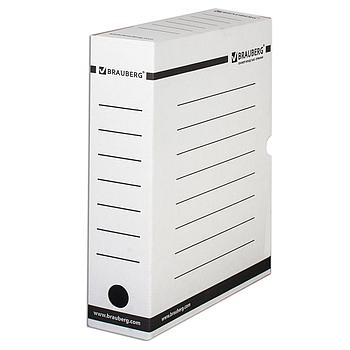 Короб архивный с клапаном А4 (260х325 мм), 75 мм, до 700 листов, плотный, микрогофрокартон, БЕЛЫЙ, BRAUBERG,