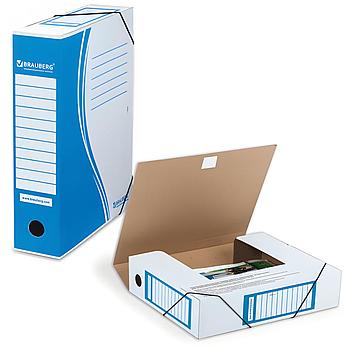 Папка архивная с резинкой А4 (325х250 мм), 75 мм, до 700 листов, плотная, микрогофрокартон, СИНЯЯ, BRAUBERG,