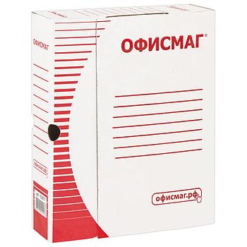 Короб архивный с клапаном А4 (260х325 мм), 75 мм, до 700 листов, плотный, микрогофрокартон, БЕЛЫЙ, ОФИСМАГ,