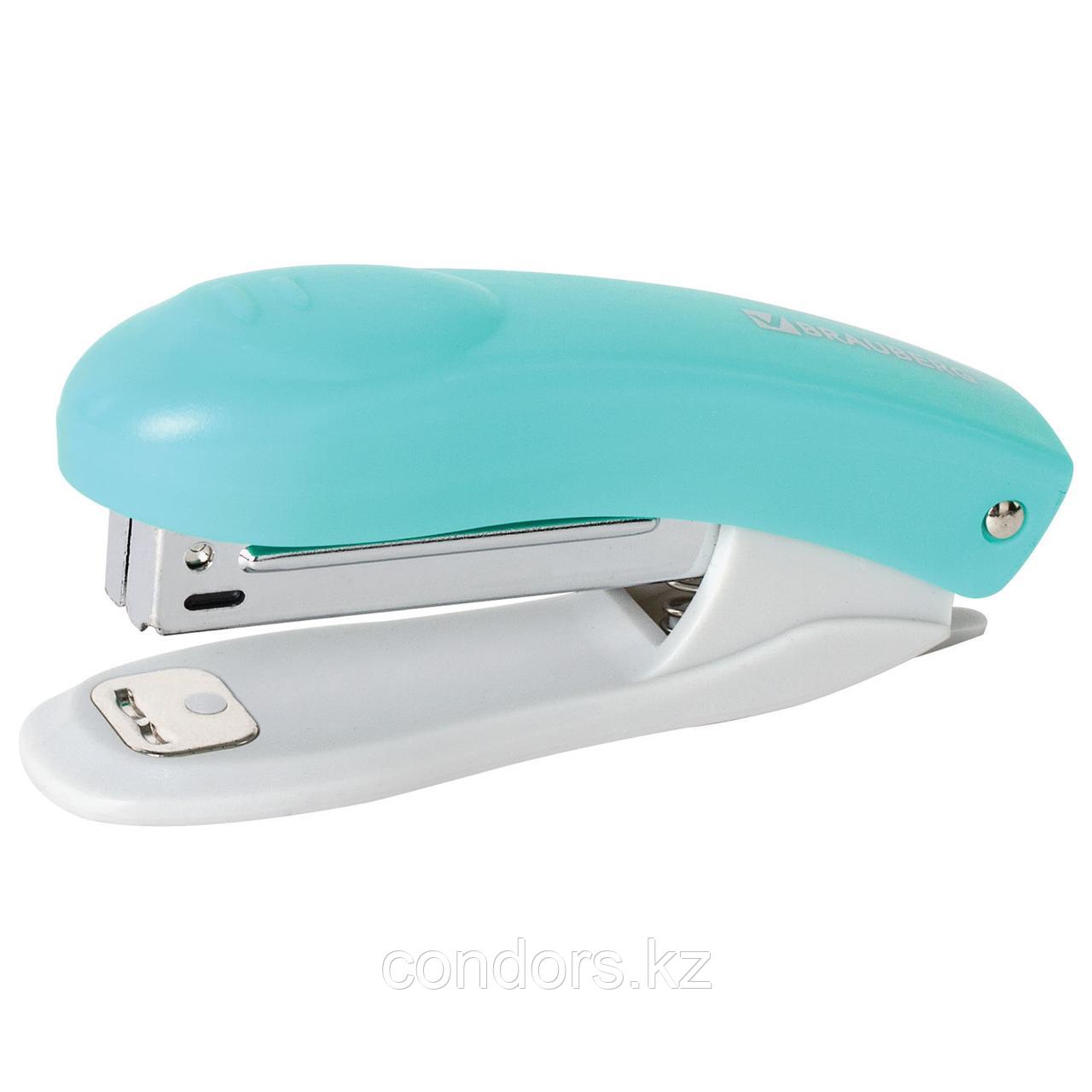Степлер №10 BRAUBERG "Original", до 12 листов, с антистеплером, бирюзовый, 227765, фото 1