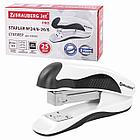 Степлер №24/6, 26/6 BRAUBERG "JET PRO", до 25 листов, эргономичный, бело-черный, 228585, фото 3