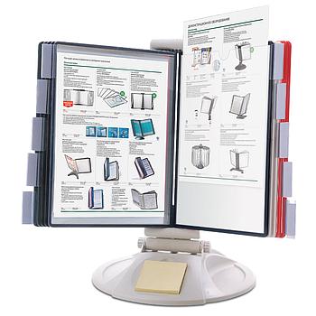 Демосистема настольная на 10 панелей, с 10 цветными панелями А4, серая, BRAUBERG "EXTRA", 236715