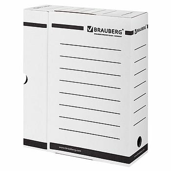 Короб архивный с клапаном А4 (260х325 мм), 100 мм, до 900 листов, плотный, микрогофрокартон, БЕЛЫЙ, BRAUBERG,