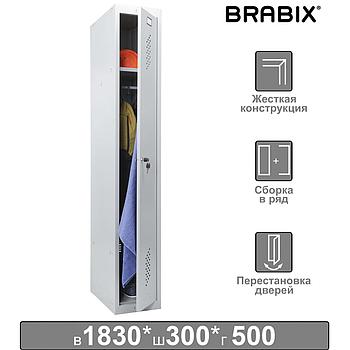 Шкаф металлический для одежды BRABIX "LK 11-30", УСИЛЕННЫЙ, 1 секция, 1830х300х500 мм,18 кг, 291127,
