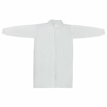 Халат одноразовый белый на кнопках КОМПЛЕКТ 10 шт., XXL 110 см, резинка, 30 г/м2, ОПТИТРЕЙД