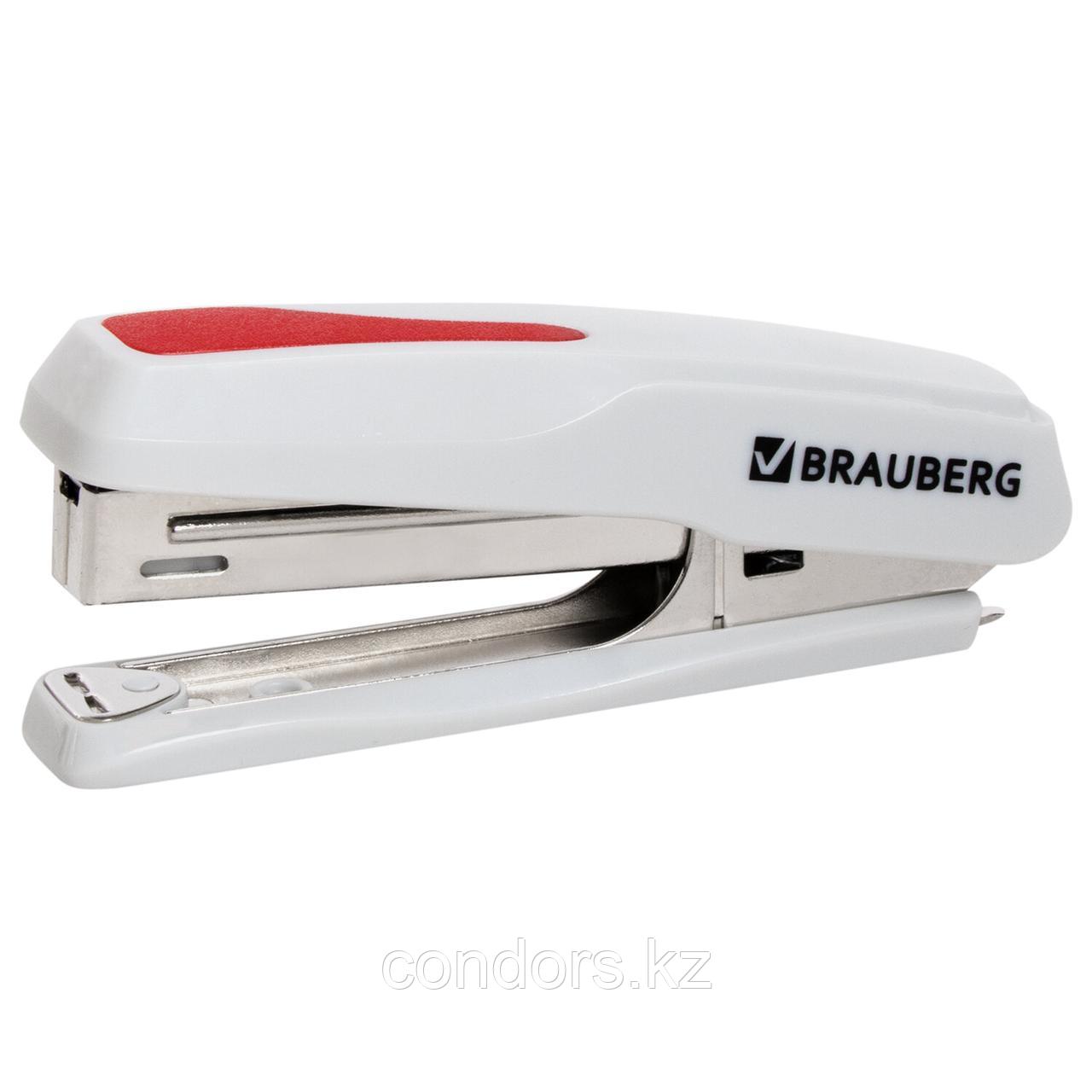 Степлер №10 BRAUBERG "Extra", до 20 листов, антистеплер, серо-красный, 229082, фото 1