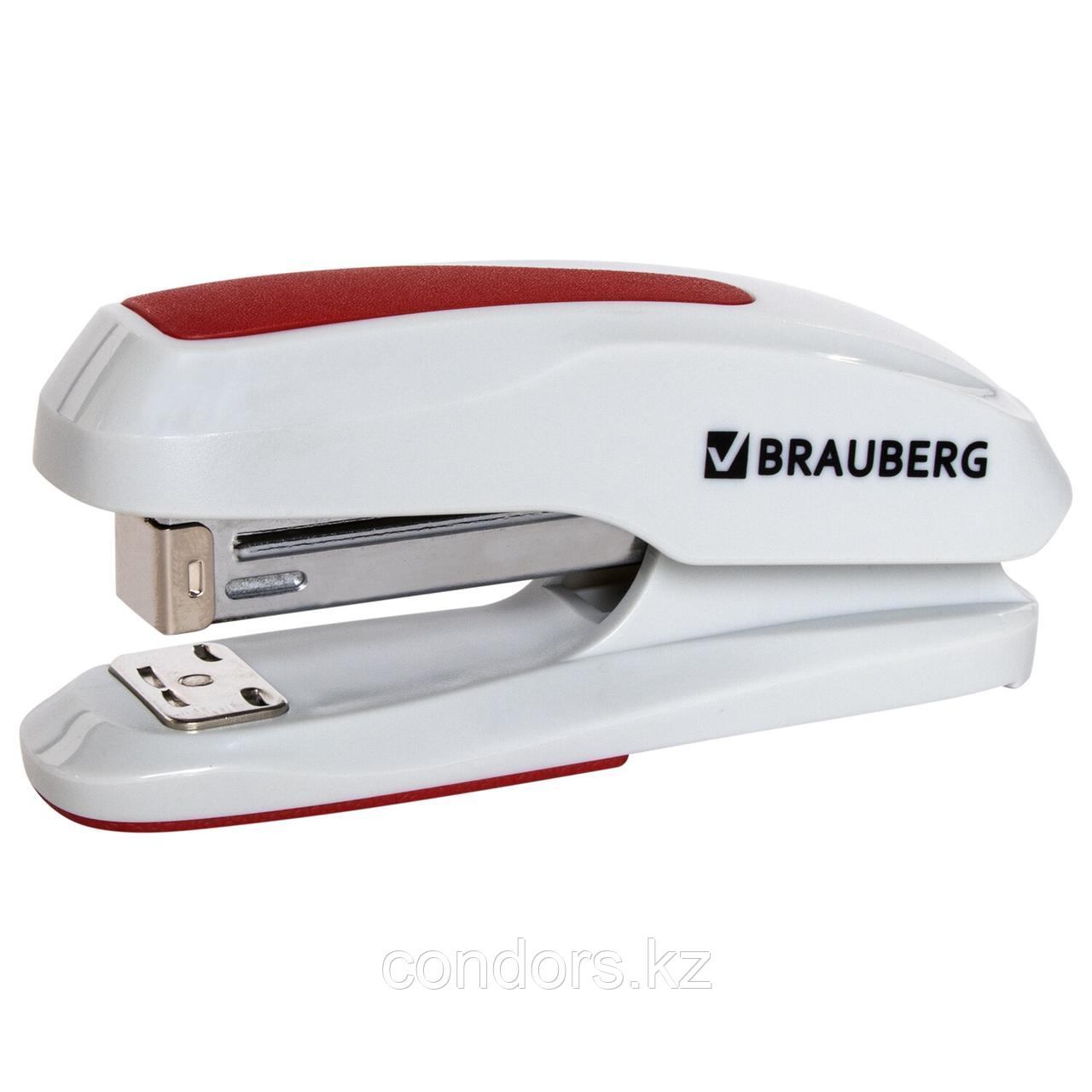 Степлер №24/6, 26/6 BRAUBERG "Extra", до 30 листов, серо-красный, 229088, фото 1