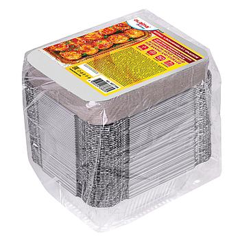 Форма алюминиевая с крышкой для выпечки и хранения, 490 мл, КОМПЛЕКТ 50 шт., 150х124 мм, LAIMA, 607799