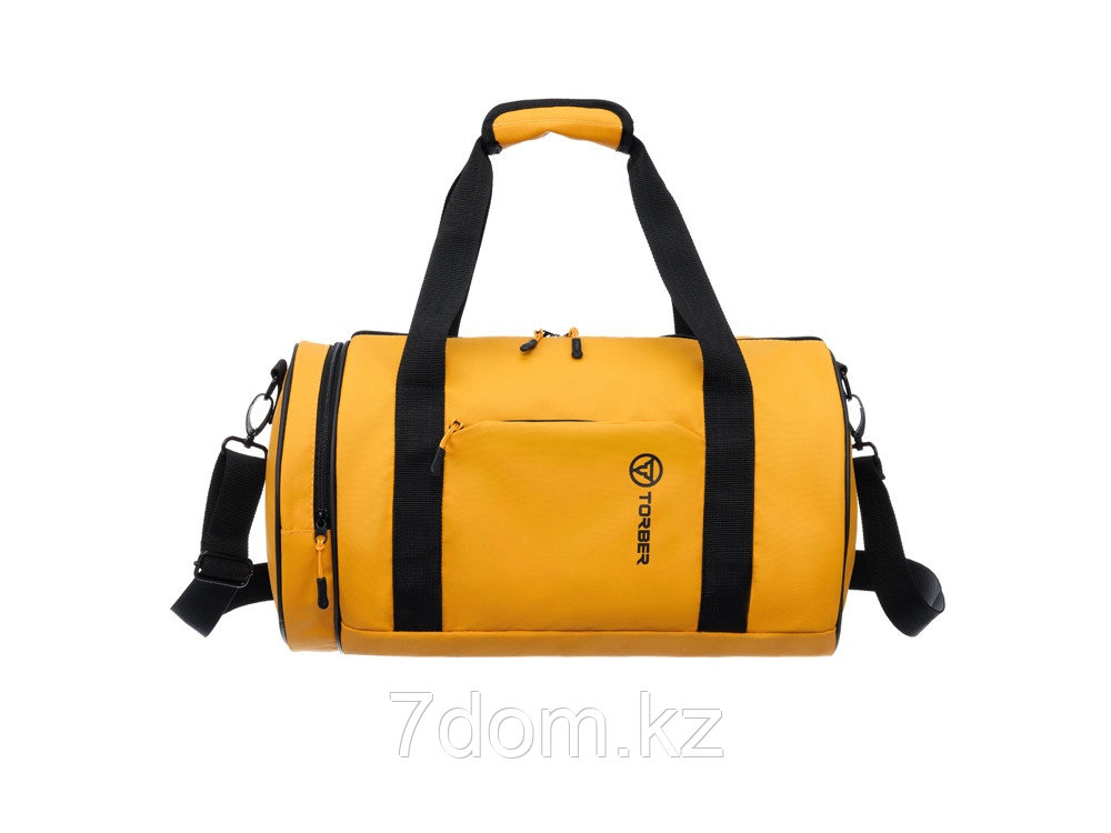 Сумка спортивная TORBER MOBI, желтая, полиэстер 900D с PU покрытием, 45 х 25 х 25 см, фото 1