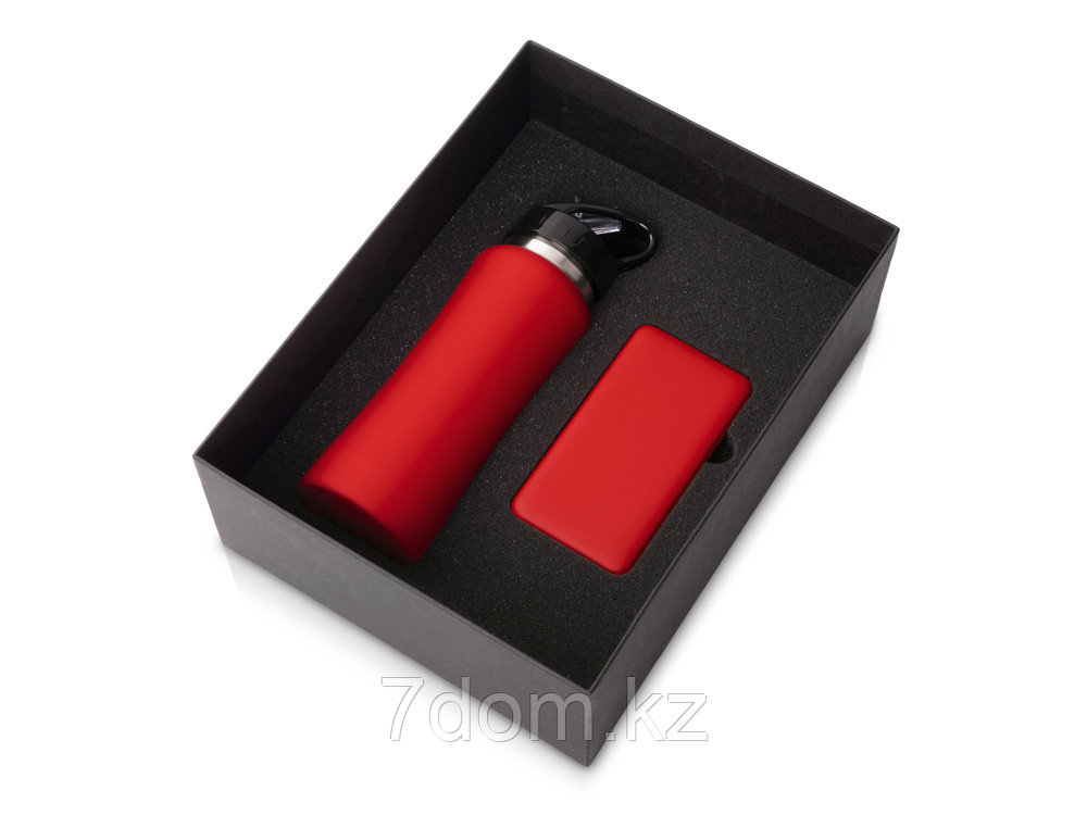 Подарочный набор с бутылкой для воды и повербанком С1, 5000 mAh, красный, фото 1