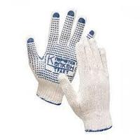 Перчатки 5 нити 7,5 класс вязки х/б белые с ПВХ покрытием "Капкан" 10/250 Россия