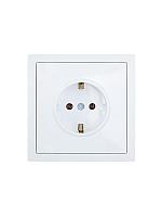 Розетка 1ная с заземлением белая, бакалит, мех Лезард