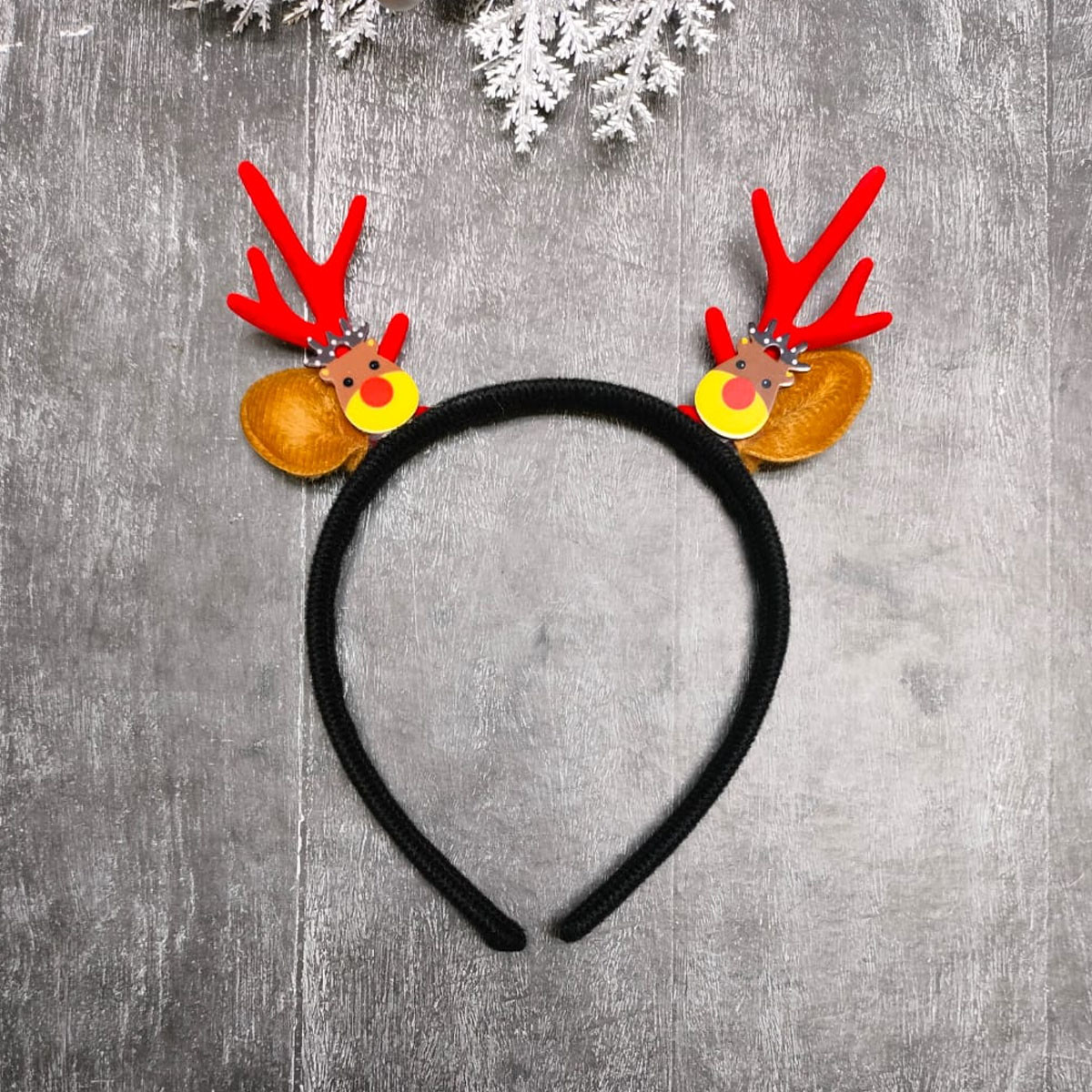 Ободок с оленьими рожками на Новый Год красные вид 3