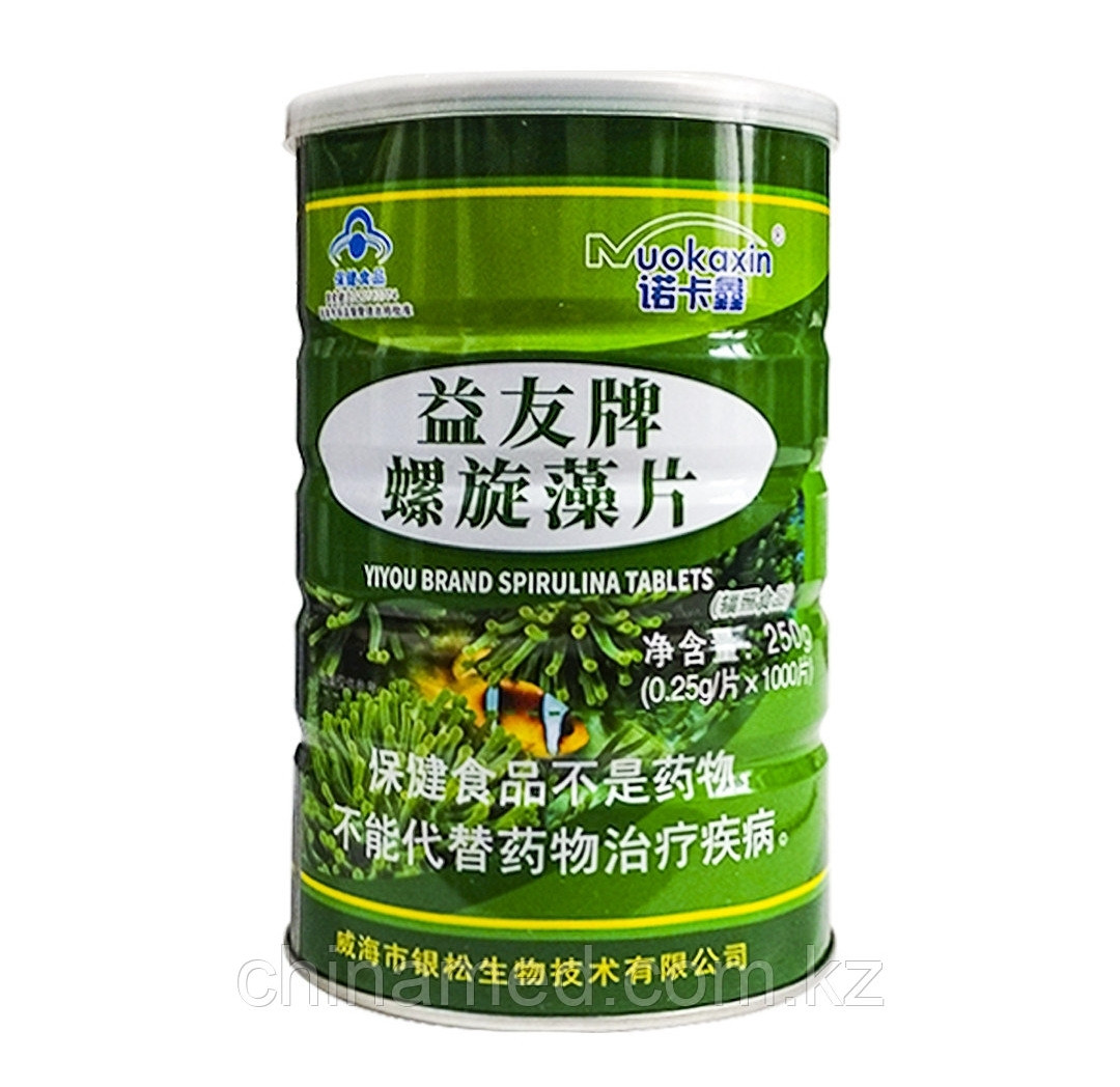 Спирулина в таблетках, 2000 шт. в упаковке.Nuokaxin Yiyou brand spiraling tablets 500 gr 0.25gr×1000