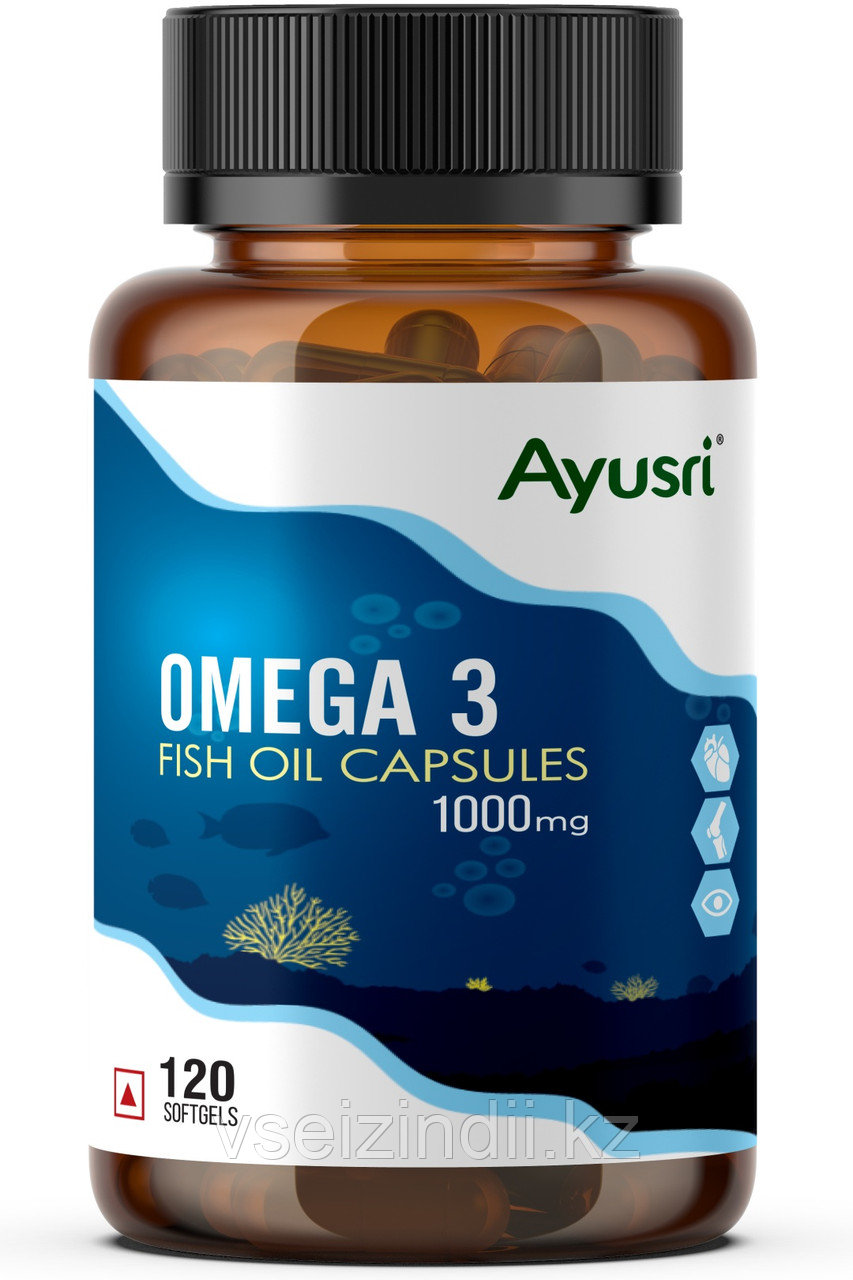 Омега 3 в капсулах (Omega 3 fish oil capsules AYUSRI), 120 кап