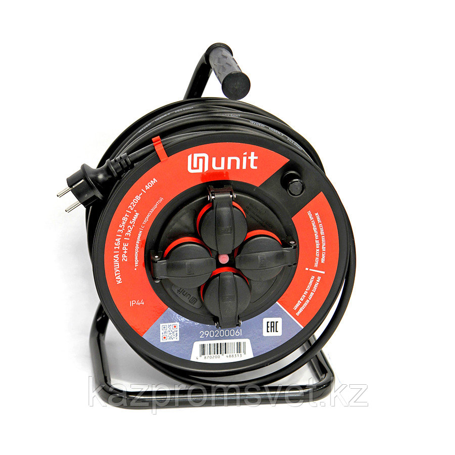 Катушка (4места 2p+pe 3х2,5мм2, 16А, 3,5кВт/220В с термозащитой IP44) UNIT