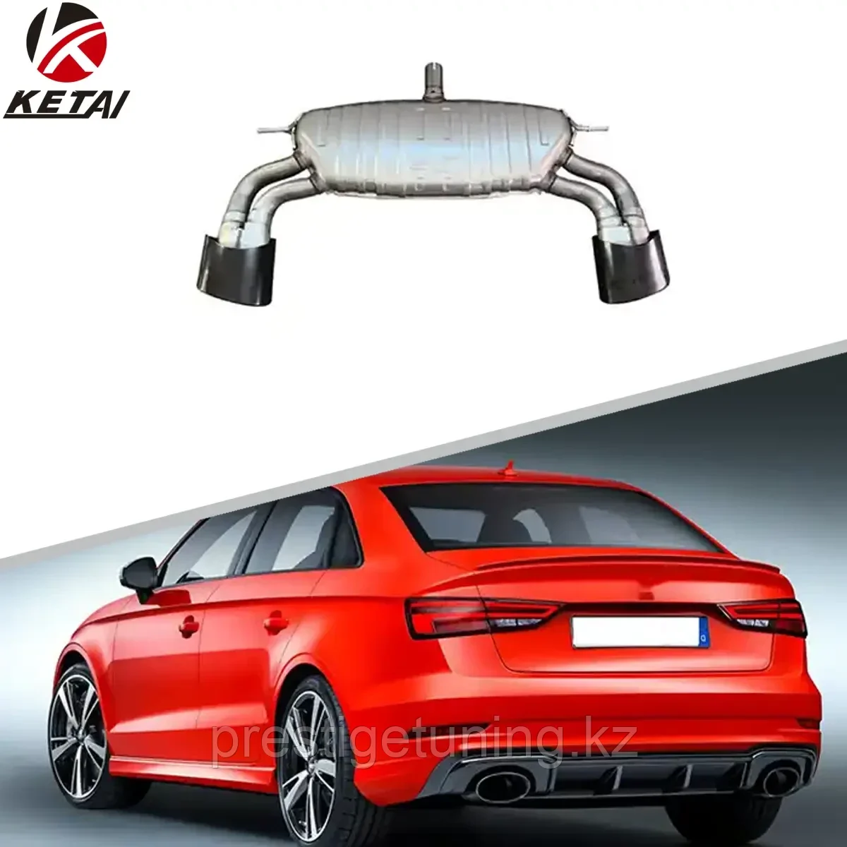 Глушитель в сборе на Audi A3 2016-20 дизайн RS3 для S-Line (для Sedan)