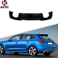 Диффузор заднего бампера на Audi A3 2016-20 S-Line дизайн RS3 (для Hatchback)