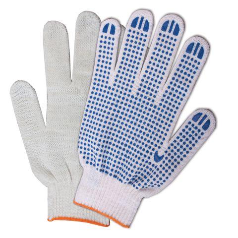 Перчатки защитные, трикотажные и хлопчатобумажные Х/Б, с ПВХ , 7,5 класс вязки, фото 1