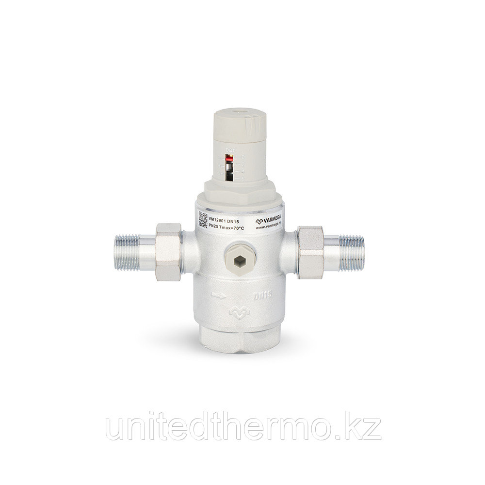 Редуктор давления PN25 1/2", мембранный, с разъемными соединениями, хромированный