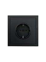 Розетка 1ная с заземлением черная, бакалит, мех Лезард