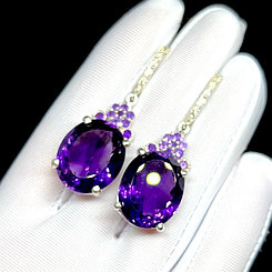 Серьги с натуральными Аметистами 55 карат