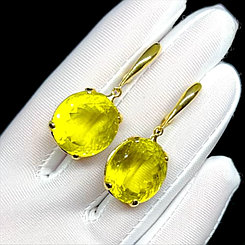 Серьги с натуральным Greenish Цитрином