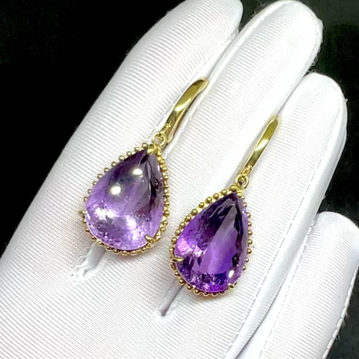 Роскошные эксклюзивные серьги с натуральными Аметистами, фото 1