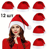 Новогодние шапки набор 12 шт красные