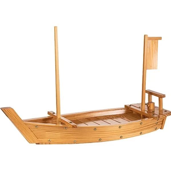 Блюдо для суши «Корабль» сосна,сталь ,H=48,5,L=75,B=26,5см бежев., фото 1