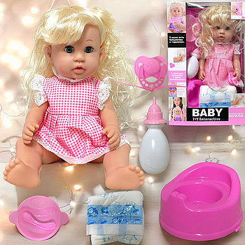 30805-2 Пупс кукла (памперс,соска,бутылочка,горшок,посуда) в разобранном виде 36*23см