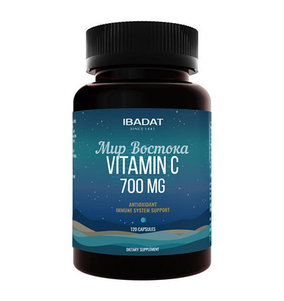 Витамин С для иммунитета "Vitamin C 700 mg" от Ibadat (120 капсул), фото 1