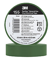Изолента 3M Temflex 155, ПВХ-лента, 19mm x 20m зеленая, универсальная изоляционная лента