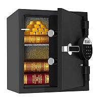 Сейф огнеупорный DELI "ET581" электронный замок + ключ, 380х300х420 мм, 25,4 кг, черный