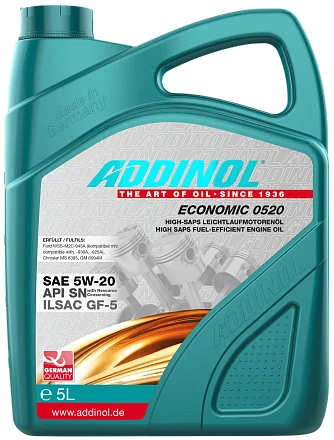 ADDINOL ECONOMIC 0520 SAE 5W-20 5L, фото 1