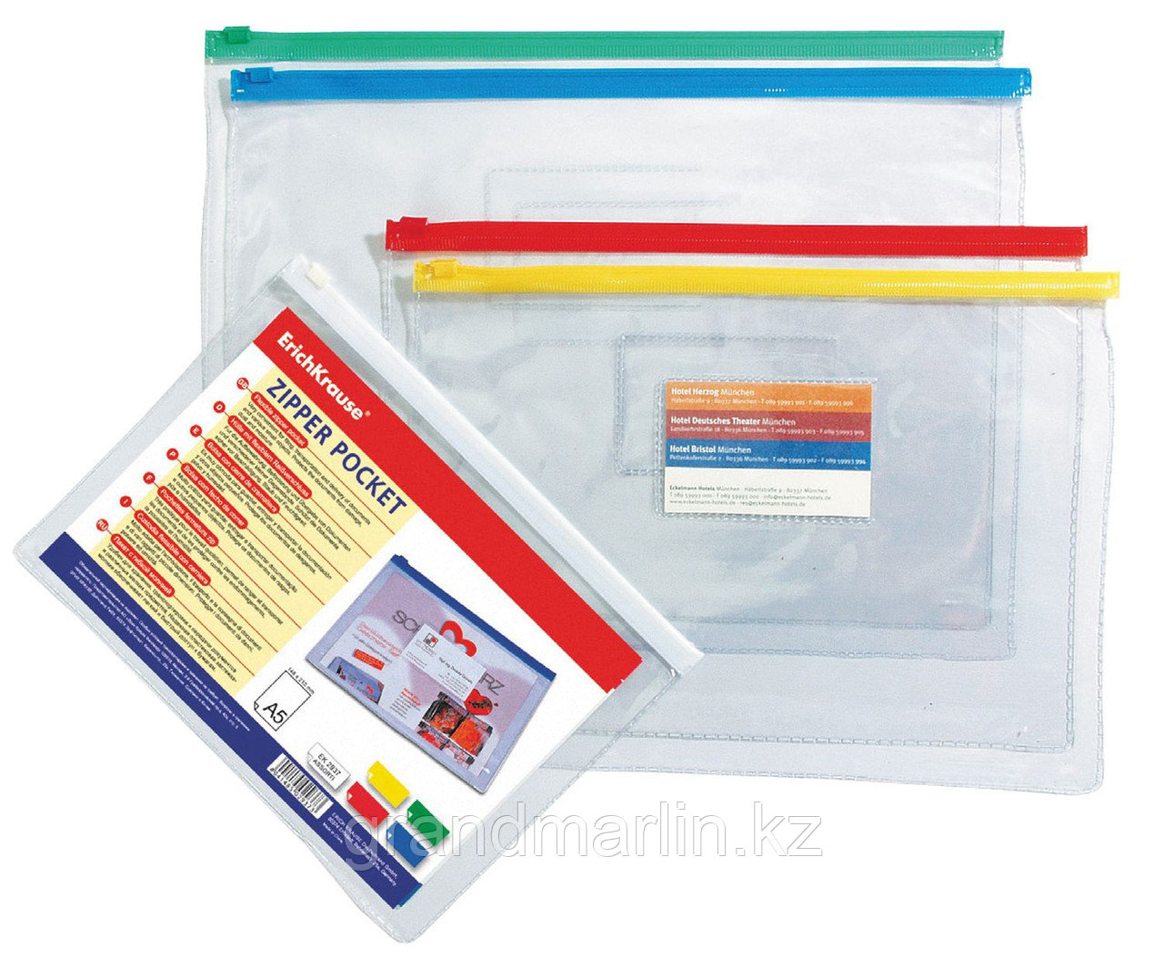 Zip-пакет пластиковый ErichKrause PVC Zip Pocket, A5, прозрачный (в пакете по 12 шт.), фото 1