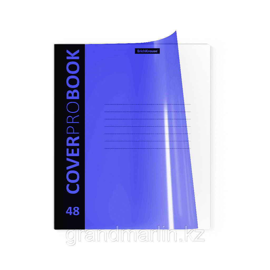 Тетрадь общая ученическая с пластиковой обложкой на скобе ErichKrause CoverProBook Neon, голубой, А5, фото 1